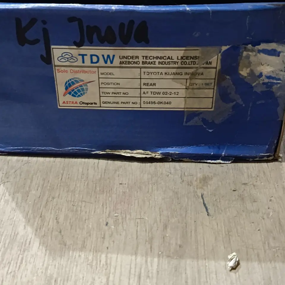 KAMPAS REM BELAKANG INOVA 2004-2015 BENSIN / DIESEL ASTRA AF TDW 02-2-12 / 04495-0K040 KAMPAS REM / BRAKE SHOE / KAMPAS REM TANGAN / HAND BRAKE SHOE ASTRA OTOPART