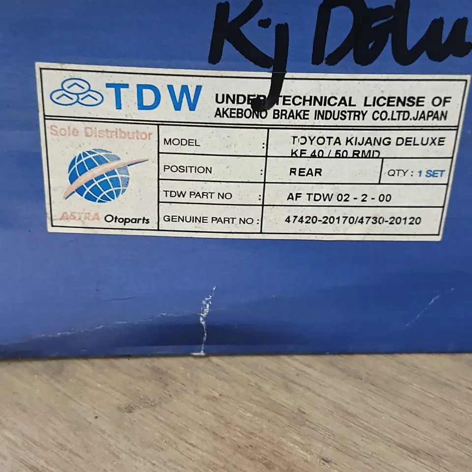 KAMPAS REM BELAKANG KIJANG 5K/7K/EFI/DELUX ASTRA AF TDW 02-2-00 KAMPAS REM / BRAKE SHOE / KAMPAS REM TANGAN / HAND BRAKE SHOE ASTRA OTOPART