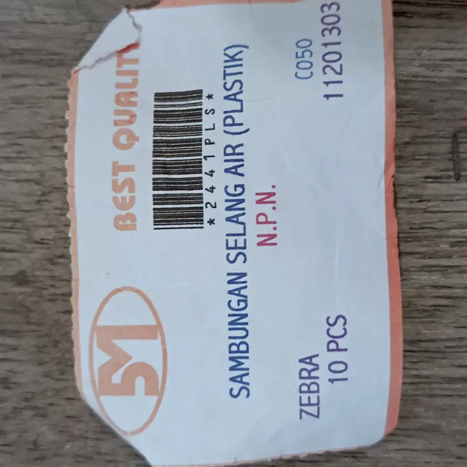 SAMBUNGAN SELANG AIR ZEBRA (PLASTIK) 5M