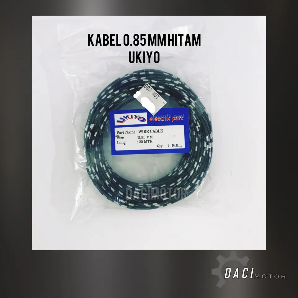 KABEL 0.85MM 20METER/ROLL HITAM UKIYO KABEL LAMPU 0.85MM HITAM KABEL UKIYO