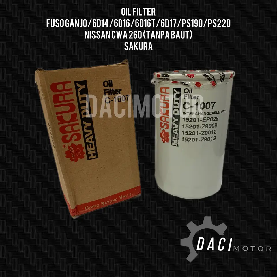 OIL FILTER FUSO GANJO/6D14/6D16/6D16T/6D17/PS 190/PS 220/NISSAN CWA260 ( TANPA BAUT) SAKURA