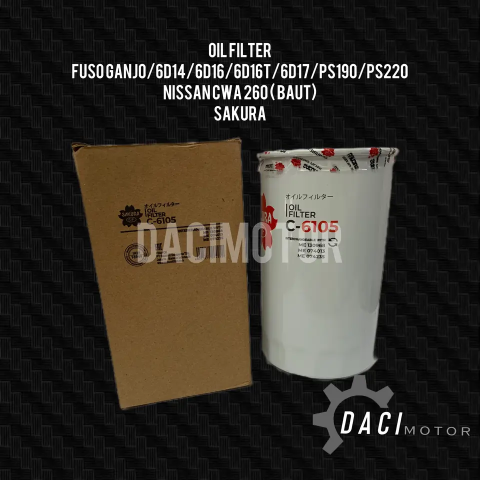 OIL FILTER FUSO GANJO/6D16/6D16T/6D17/PS 190/PS 220/NISSAN CWA260 (BAUT) SAKURA